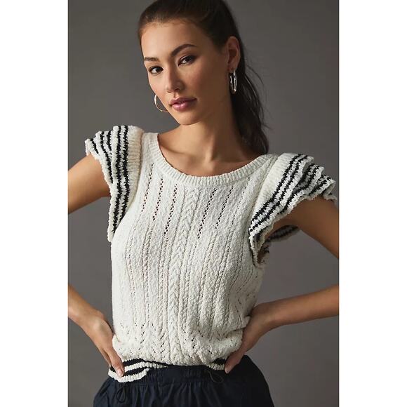 Maeve Anthropologie Ruffle Sleeve Sweater Top Size Small - Picture 1 of 5